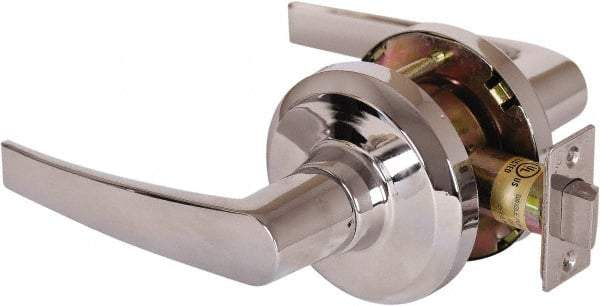Stanley - Grade 1 Passage Lever Lockset - 2-3/4" Back Set, Keyless Cylinder, Brass Alloy, Bright Chrome Finish - Exact Industrial Supply