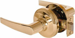 Stanley - Grade 1 Passage Lever Lockset - 2-3/4" Back Set, Keyless Cylinder, Brass Alloy, Bright Brass Finish - Exact Industrial Supply