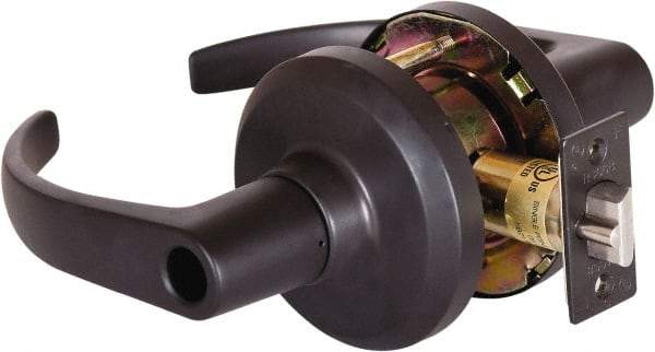 Stanley - Grade 1 Entrance Lever Lockset - 2-3/4" Back Set, Key In Lever Cylinder, Brass Alloy, Oil Rubbed Bronze Finish - Exact Industrial Supply