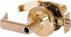 Stanley - Grade 1 Entrance Lever Lockset - 2-3/4" Back Set, Key In Lever Cylinder, Brass Alloy, Bright Brass Finish - Exact Industrial Supply