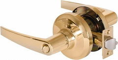 Stanley - Grade 1 Entrance Lever Lockset - 2-3/4" Back Set, Key In Lever Cylinder, Brass Alloy, Bright Brass Finish - Exact Industrial Supply