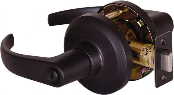 Stanley - Grade 1 Privacy Lever Lockset - 2-3/4" Back Set, Keyless Cylinder, Brass Alloy, Oil Rubbed Bronze Finish - Exact Industrial Supply