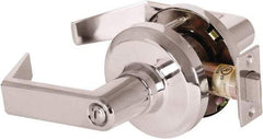 Stanley - Grade 1 Privacy Lever Lockset - 2-3/4" Back Set, Keyless Cylinder, Brass Alloy, Bright Chrome Finish - Exact Industrial Supply