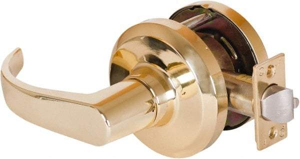 Stanley - Grade 1 Communicating Lever Lockset - 2-3/4" Back Set, Key In Lever Cylinder, Brass Alloy, Bright Brass Finish - Exact Industrial Supply