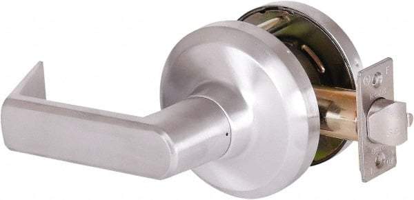 Stanley - Grade 1 Communicating Lever Lockset - 2-3/4" Back Set, Key In Lever Cylinder, Brass Alloy, Satin Chrome Finish - Exact Industrial Supply