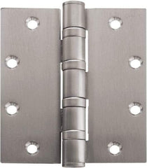 Stanley - 5" Long x 4-1/2" Wide Carbon Alloy Steel Full Mortise Hinge - Bright Brass Plated Finish, 5 Knuckles, 8 Holes - Exact Industrial Supply