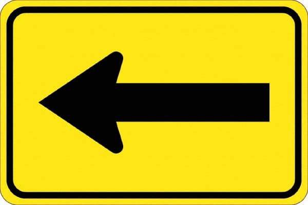 NMC - "Left Arrow", 30" Wide x 30" High, Aluminum Traffic Control Signs - 0.08" Thick, Black on Yellow, High Intensity Reflectivity, Diamond, Post Mount - Exact Industrial Supply