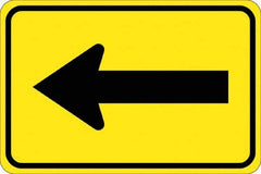 NMC - "Left Arrow", 30" Wide x 30" High, Aluminum Traffic Control Signs - 0.08" Thick, Black on Yellow, High Intensity Reflectivity, Diamond, Post Mount - Exact Industrial Supply