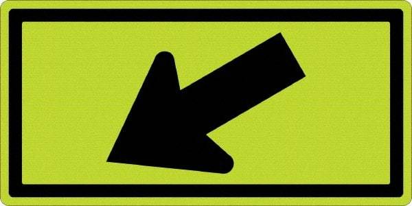 NMC - "Left Arrow", 24" Wide x 12" High, Aluminum Traffic Control Signs - 0.08" Thick, Black on Yellow, Diamond Grade Reflectivity, Rectangle, Post Mount - Exact Industrial Supply