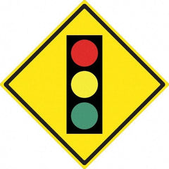 NMC - "Stop Light", 24" Wide x 24" High, Aluminum Traffic Control Signs - 0.08" Thick, Black, Red, Yellow, Green, High Intensity Reflectivity, Diamond, Post Mount - Exact Industrial Supply