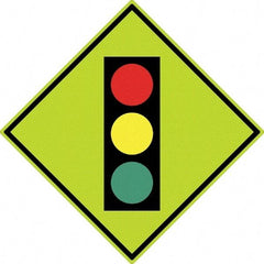 NMC - "Stop Light", 30" Wide x 30" High, Aluminum Traffic Control Signs - 0.08" Thick, Black, Red, Yellow, Green, Diamond Grade Reflectivity, Diamond, Post Mount - Exact Industrial Supply