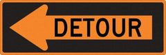 NMC - "Left Detour Inside", 30" Wide x 30" High, Aluminum Traffic Control Signs - 0.08" Thick, Black on Orange, High Intensity Reflectivity, Diamond, Post Mount - Exact Industrial Supply