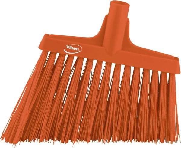 Vikan - 11-3/4" Wide, Orange Polyester Bristles, Angled Broom - Water Resistant - Exact Industrial Supply