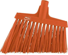 Vikan - 11-3/4" Wide, Orange Polyester Bristles, Angled Broom - Water Resistant - Exact Industrial Supply