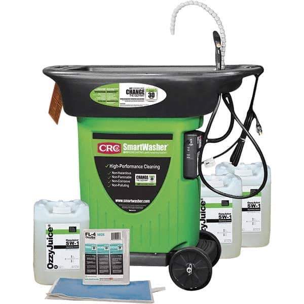 CRC - Free Standing Water-Based Parts Washer - 15 Gal Max Operating Capacity, HDPE Tank, 42" High x 43" Long x 27" Wide, 110 Input Volts - Exact Industrial Supply