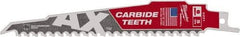 Milwaukee Tool - 6" Long x 1" Thick, Bi-Metal Reciprocating Saw Blade - Tapered Profile, 5 TPI, Toothed Edge, Universal Shank - Exact Industrial Supply