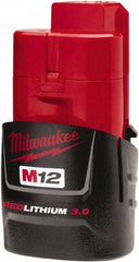 Milwaukee Tool - 12 Volt Lithium-Ion Power Tool Battery - 3 Ahr Capacity, Series M12 REDLITHIUM - Exact Industrial Supply