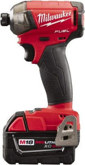 Milwaukee Tool - 18 Volt, 1/4" Drive, 450 In/Lb Torque, Cordless Impact Driver - 3000 RPM, 2 Lithium-Ion Batteries Included - Exact Industrial Supply