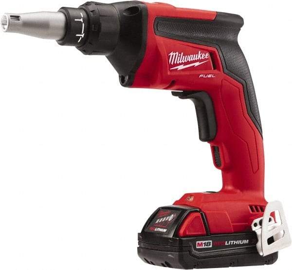 Milwaukee Tool - 18 Volt Pistol Grip Cordless Screwdriver - 0 to 4,500 RPM, 124 In/Lb Torque, Lithium-Ion Battery - Exact Industrial Supply