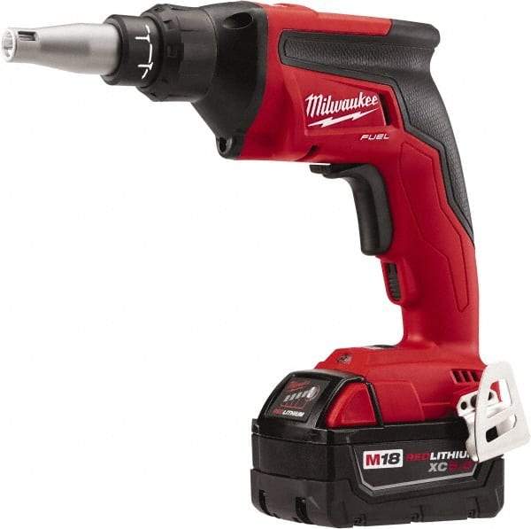 Milwaukee Tool - 18 Volt Pistol Grip Cordless Screwdriver - 0 to 4,500 RPM, 124 In/Lb Torque, Lithium-Ion Battery - Exact Industrial Supply