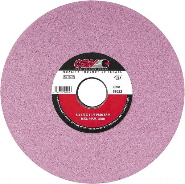Camel Grinding Wheels - 10" Diam x 3" Hole x 1" Thick, J Hardness, 46 Grit Surface Grinding Wheel - Aluminum Oxide, Type 1, Medium Grade, Vitrified Bond, No Recess - Exact Industrial Supply