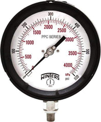 Winters - 4-1/2" Dial, 1/4 Thread, 0-600 Scale Range, Pressure Gauge - Bottom Connection Mount, Accurate to ±0.5% of Scale - Exact Industrial Supply