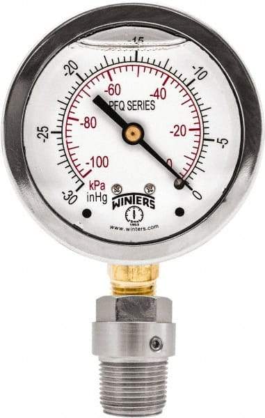 Winters - 2-1/2" Dial, 1/4 Thread, 0-160 Scale Range, Pressure Gauge - Bottom Connection Mount, Accurate to 1.5% of Scale - Exact Industrial Supply