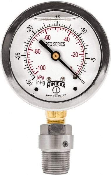 Winters - 2-1/2" Dial, 1/4 Thread, 0-200 Scale Range, Pressure Gauge - Bottom Connection Mount, Accurate to 1.5% of Scale - Exact Industrial Supply