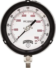 Winters - 4-1/2" Dial, 1/4 Thread, 0-1,000 Scale Range, Pressure Gauge - Bottom Connection Mount, Accurate to ±0.5% of Scale - Exact Industrial Supply