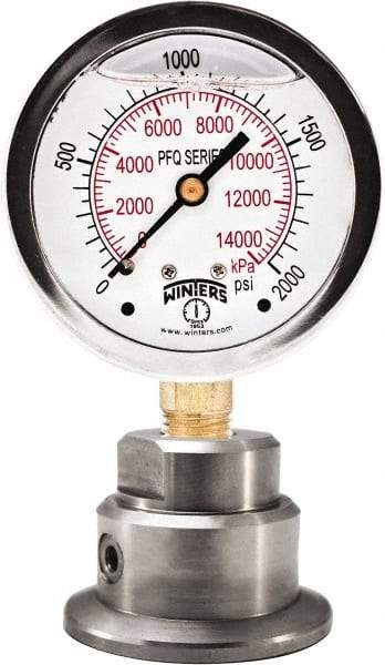 Winters - 2-1/2" Dial, 1/4 Thread, 0-600 Scale Range, Pressure Gauge - Bottom Connection Mount, Accurate to 1.5% of Scale - Exact Industrial Supply