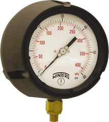 Winters - 4-1/2" Dial, 1/4 Thread, 0-60 Scale Range, Pressure Gauge - Bottom Connection Mount, Accurate to ±0.5% of Scale - Exact Industrial Supply