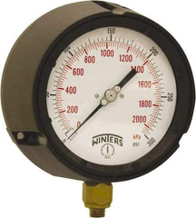 Winters - 4-1/2" Dial, 1/4 Thread, 0-300 Scale Range, Pressure Gauge - Bottom Connection Mount, Accurate to ±0.5% of Scale - Exact Industrial Supply