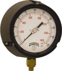 Winters - 4-1/2" Dial, 1/4 Thread, 0-200 Scale Range, Pressure Gauge - Bottom Connection Mount, Accurate to ±0.5% of Scale - Exact Industrial Supply