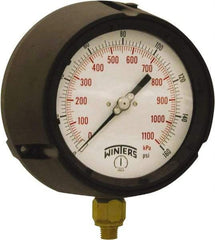 Winters - 4-1/2" Dial, 1/4 Thread, 0-160 Scale Range, Pressure Gauge - Bottom Connection Mount, Accurate to ±0.5% of Scale - Exact Industrial Supply