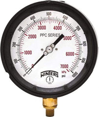 Winters - 4-1/2" Dial, 1/4 Thread, 0-1,000 Scale Range, Pressure Gauge - Bottom Connection Mount, Accurate to ±0.5% of Scale - Exact Industrial Supply