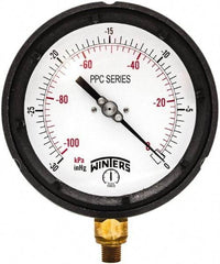 Winters - 4-1/2" Dial, 1/4 Thread, 30-0 Hg VAC Scale Range, Pressure Gauge - Bottom Connection Mount, Accurate to ±0.5% of Scale - Exact Industrial Supply