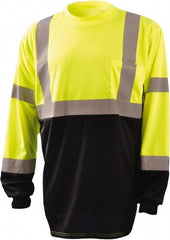 Size L Hi-Viz Yellow & Black High Visibility Long Sleeve T-Shirt 44″ Chest, 1 Pocket, Polyester