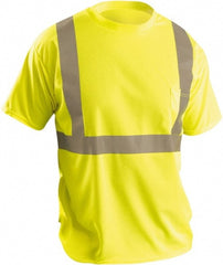 Size 4XL Hi-Viz Yellow High Visibility Short Sleeve T-Shirt 60″ Chest, 1 Pocket, Polyester