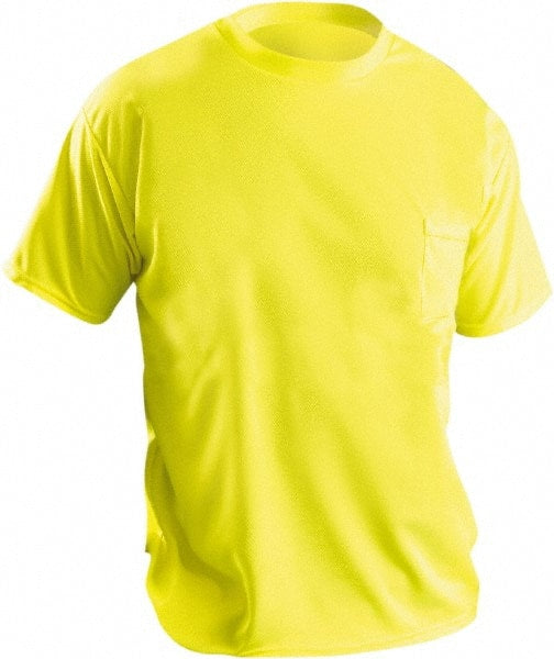 Size XL Hi-Viz Yellow High Visibility Short Sleeve T-Shirt 48″ Chest, 0 Pockets, Polyester