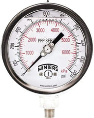 Winters - 4" Dial, 1/4 Thread, 0-1,000 Scale Range, Pressure Gauge - Bottom Connection Mount, Accurate to 0.01% of Scale - Exact Industrial Supply