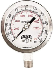 Winters - 4" Dial, 1/4 Thread, 0-2,000 Scale Range, Pressure Gauge - Bottom Connection Mount, Accurate to 1% Full-Scale of Scale - Exact Industrial Supply