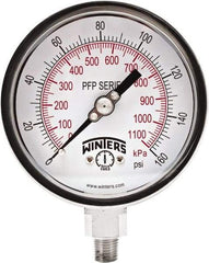 Winters - 4" Dial, 1/4 Thread, 0-160 Scale Range, Pressure Gauge - Bottom Connection Mount, Accurate to 1% Full-Scale of Scale - Exact Industrial Supply