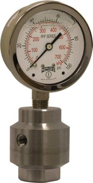 Winters - 2-1/2" Dial, 1/4 Thread, 0-60 Scale Range, Pressure Gauge - Bottom Connection Mount, Accurate to 1.5% of Scale - Exact Industrial Supply