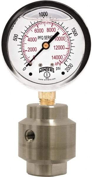 Winters - 4" Dial, 1/4 Thread, 0-100 Scale Range, Pressure Gauge - Bottom Connection Mount, Accurate to 1.5% of Scale - Exact Industrial Supply