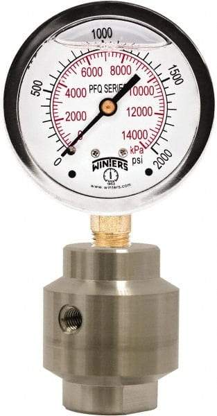 Winters - 4" Dial, 1/4 Thread, 0-30 Scale Range, Pressure Gauge - Bottom Connection Mount, Accurate to 1.5% of Scale - Exact Industrial Supply