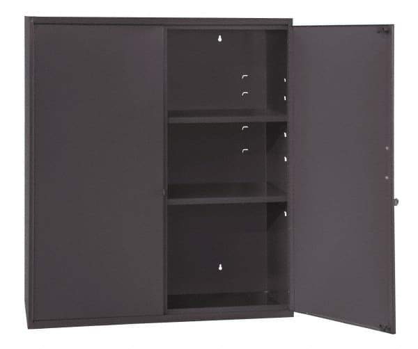 Durham - 2 Shelf Locking Storage Cabinet - Steel, 26-5/8" Wide x 11-7/8" Deep x 30" High, Gray - Exact Industrial Supply