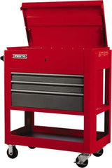 Proto - 23" Wide x 46" High x 30" Deep, 3 Drawer Tool Cart - 3,600 Lb Capacity, Steel, Safety Red/Gray - Exact Industrial Supply