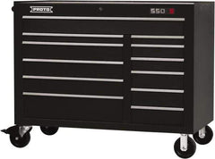 Proto - 23,419 Lb Capacity, 12 Drawer Mobile Workstation - 50" Wide x 25-1/4" Deep x 41" High, Steel, Black - Exact Industrial Supply