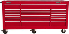Proto - 48,115 Lb Capacity, 22 Drawer Mobile Power Workstation - 88-1/4" Wide x 27" Deep x 46-3/8" High, Steel, Red - Exact Industrial Supply