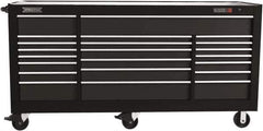 Proto - 48,115 Lb Capacity, 22 Drawer Mobile Power Workstation - 88-1/4" Wide x 27" Deep x 46-3/8" High, Steel, Dual Black - Exact Industrial Supply